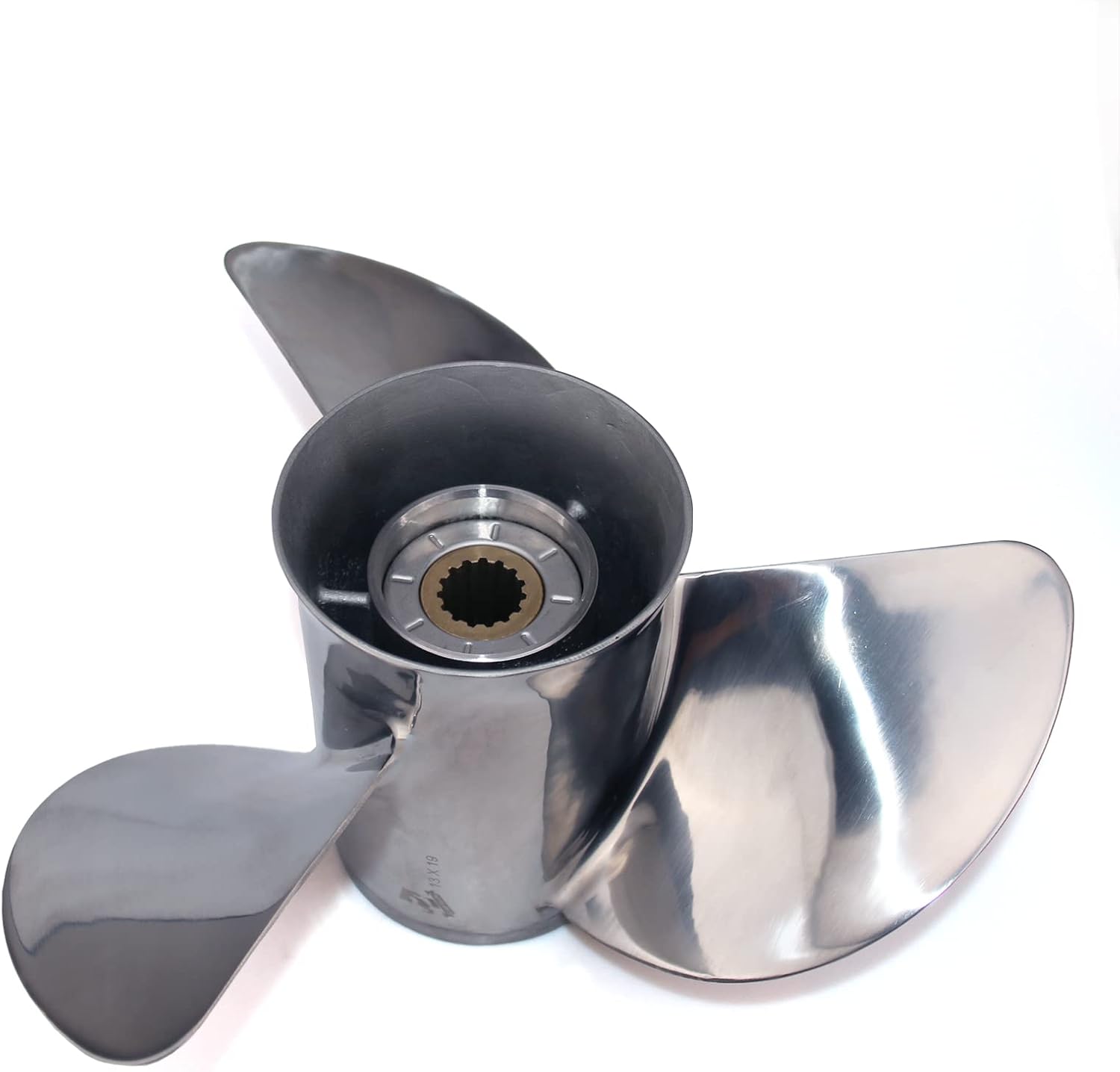 CAPTAIN Stainless Steel Outboard Propeller fit Mercury, 13 Diameter x 19 Pitch, 15 Spline Tooth Boat Motor Prop, RH Propellers for 40 50 70 Force 75 80 90 100 115 125 140 H